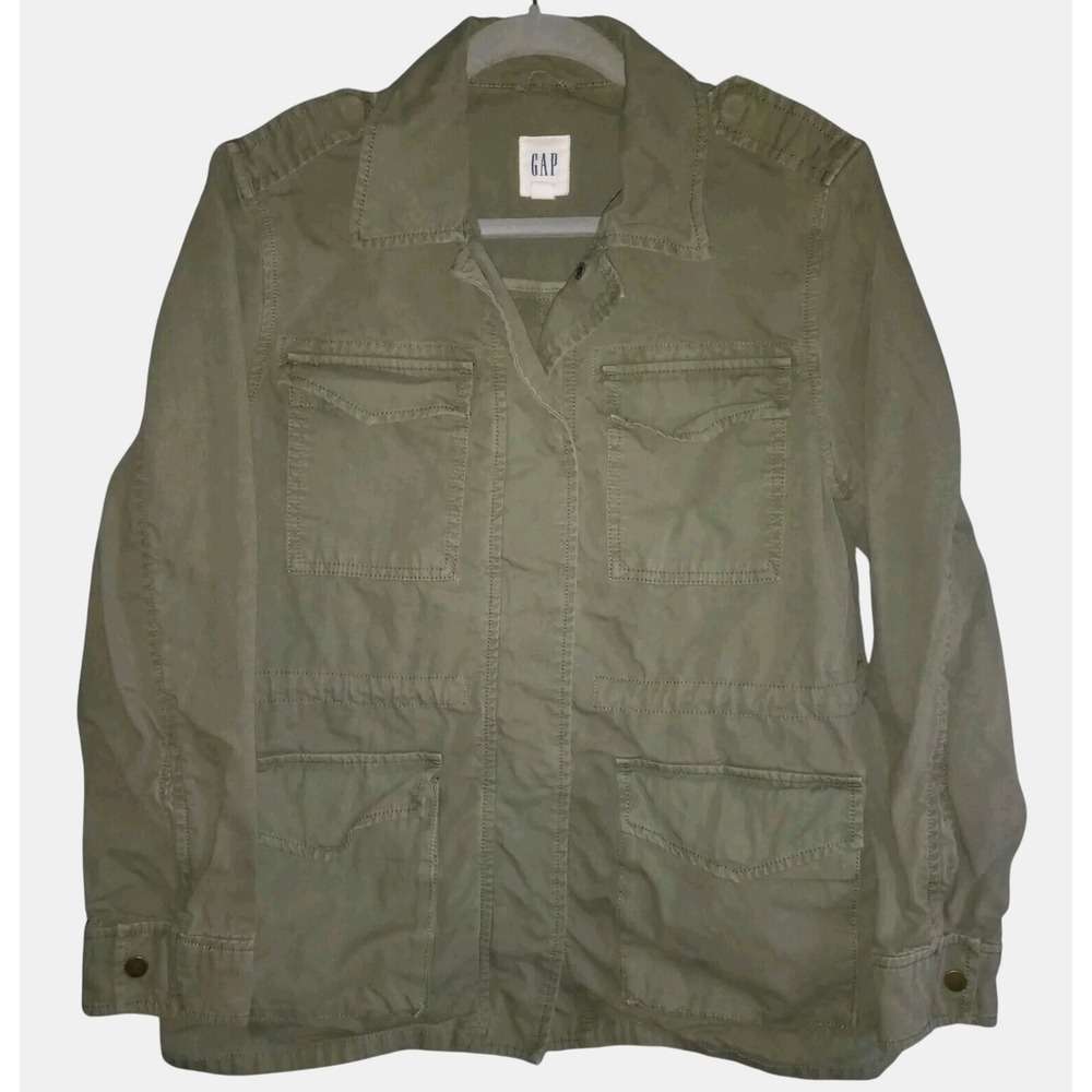 Gap Green Utility Jacket Women's Size S Small Army Military Gathered Waistline
